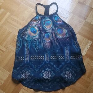 Vintage Hollister Peacock Print Racer Back Flowy Tank Top S